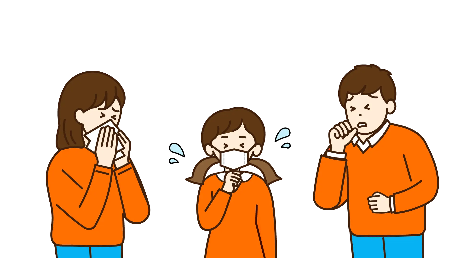 親子が咳やくしゃみをする様子