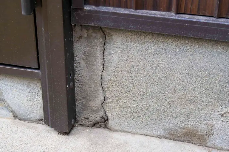 住宅の基礎部分にひび割れ